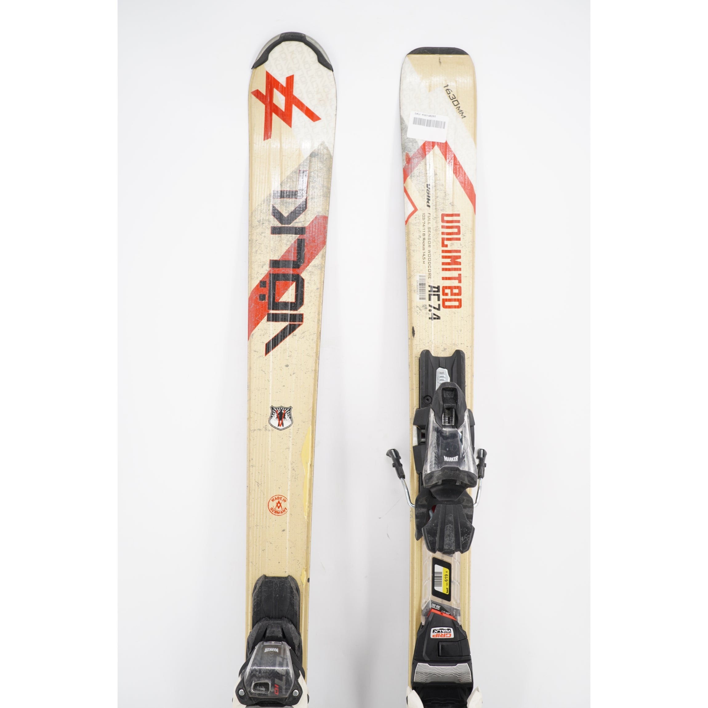 Volkl Unlimited AC 7.4 Adult Skis with Bindings - 163 cm Used