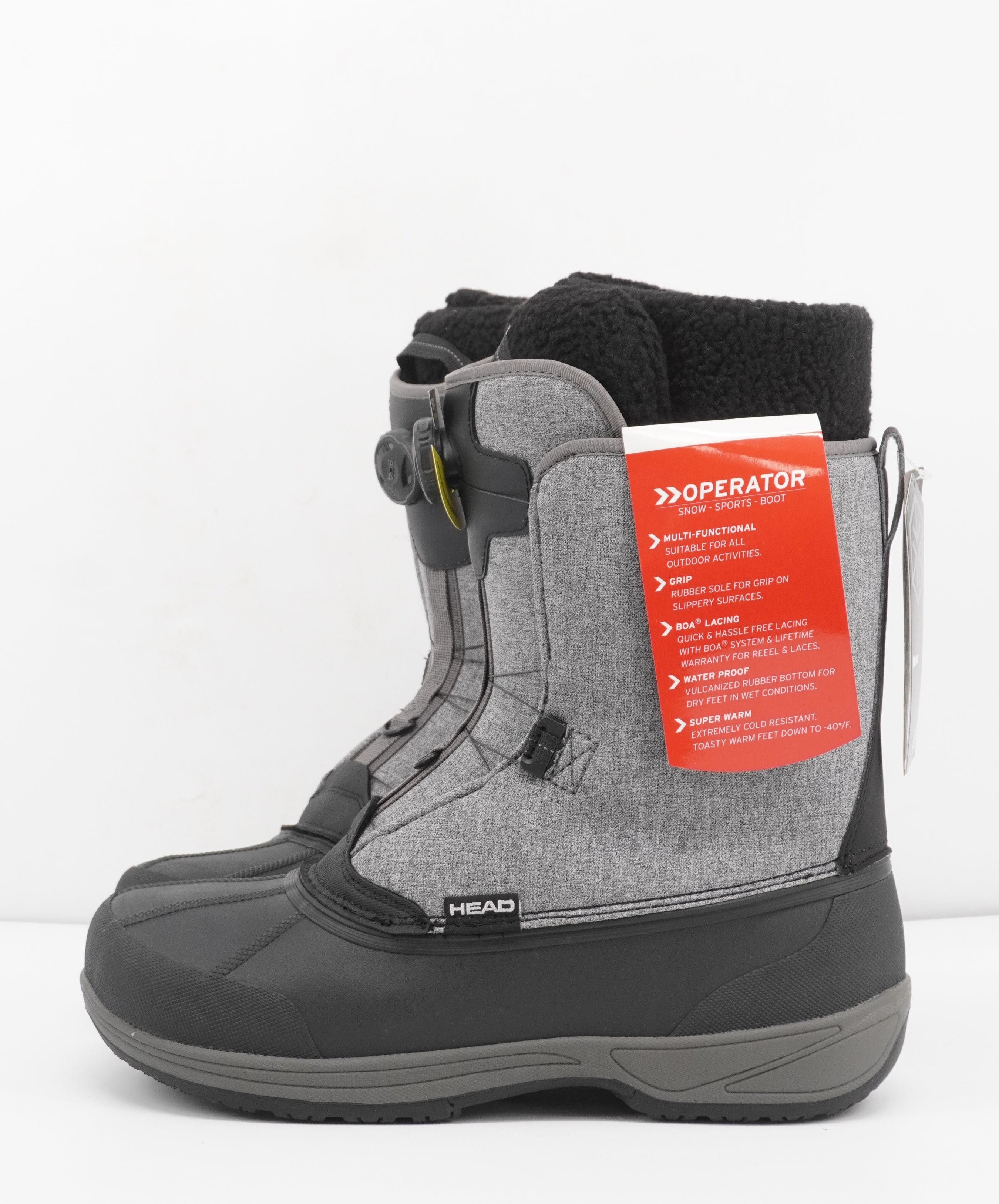 Head Operator BOA Grey Adult Snowboard Boots - Size 12.5 / Mondo 30.5 New
