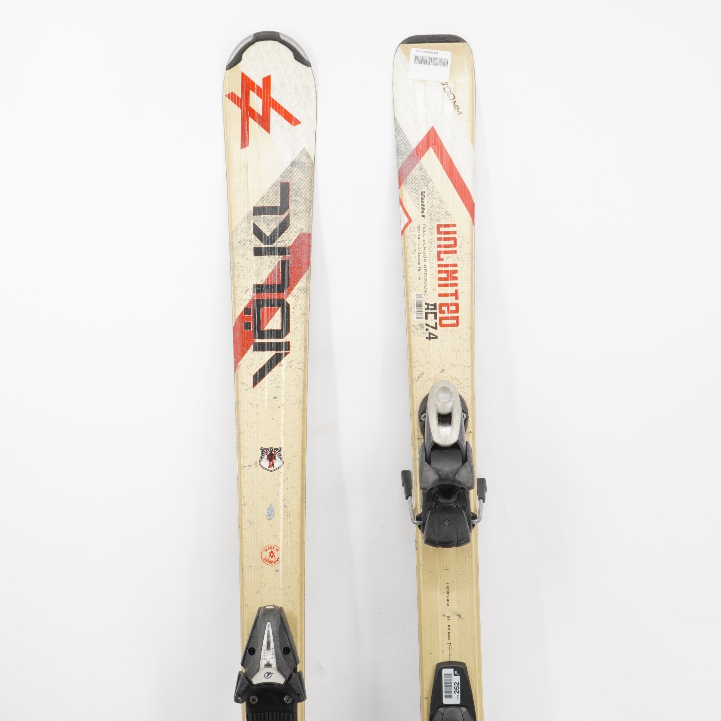 Volkl Unlimited AC 7.4 Adult Skis with Bindings - 170 cm Used