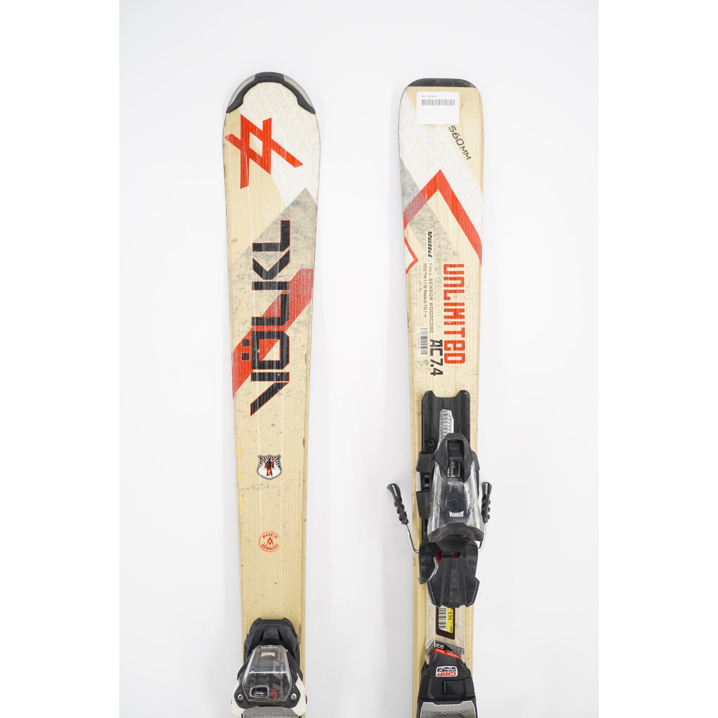 Volkl AC 7.4 Adult Skis with Bindings - 156 cm Used