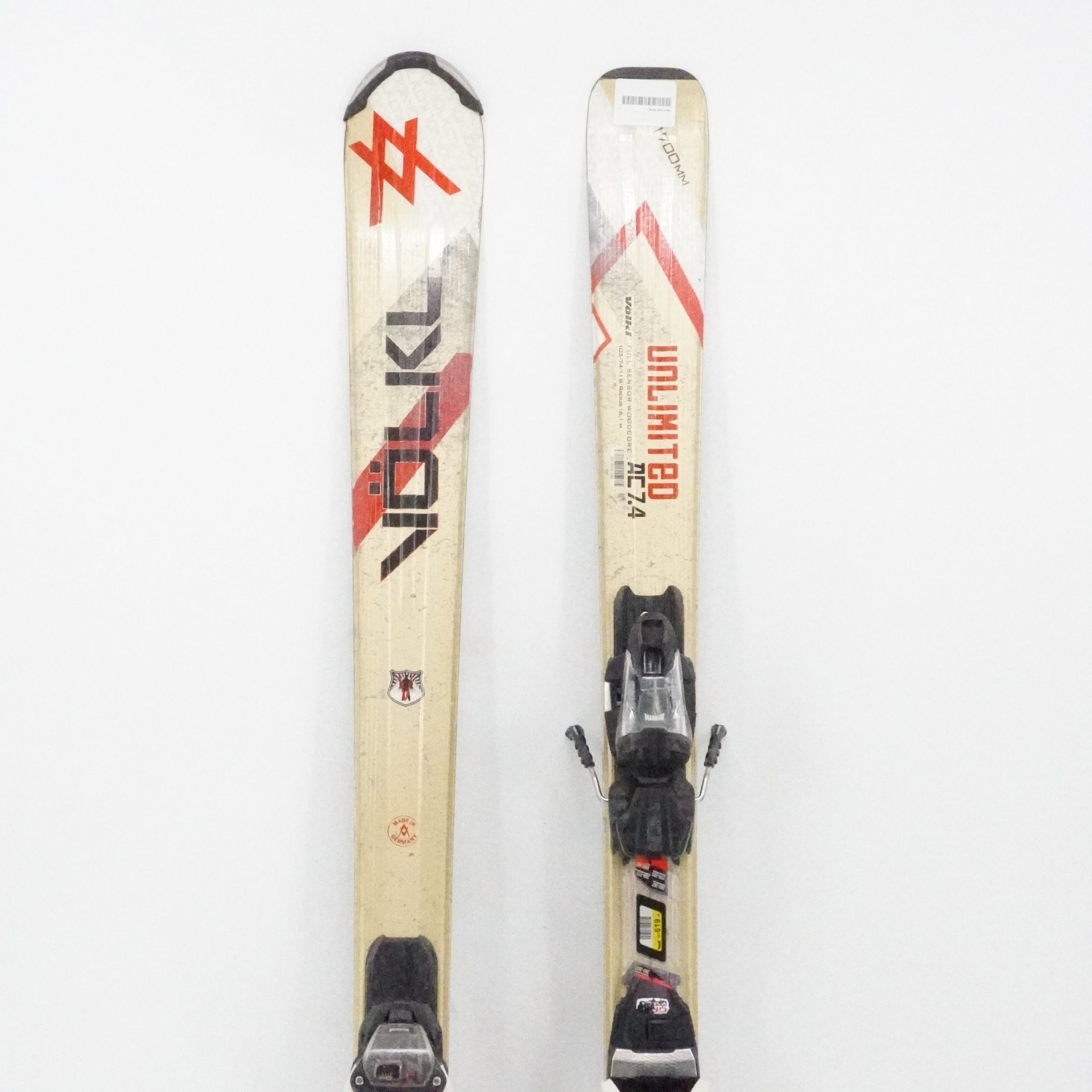Volkl Unlimited AC 7.4 Adult Skis with Bindings - 170 cm Used